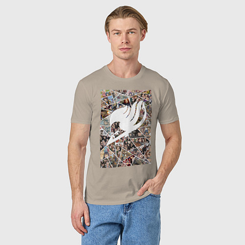 Мужская футболка Хвост Феи Нацу Драгнил Эрза Скарлет коллаж / Миндальный – фото 3