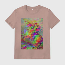 Футболка хлопковая мужская Бонапарт на перевале Сен-Бернар с глюками, цвет: пыльно-розовый