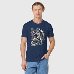 Футболка хлопковая мужская BMW S100RR Drago, цвет: тёмно-синий — фото 2