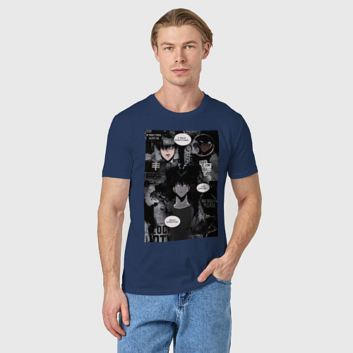 Мужская футболка Поднятие уровня в одиночку Джину Сон коллаж / Тёмно-синий – фото 3
