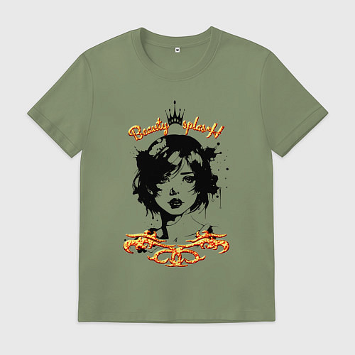 Мужская футболка Девушка сплэш - золотистый / Авокадо – фото 1