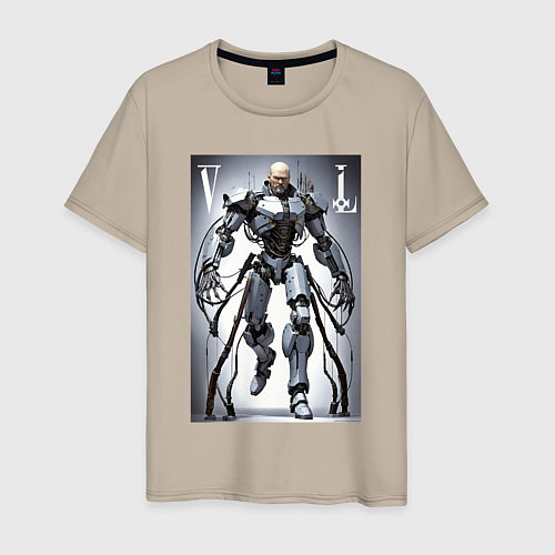 Мужская футболка Cyber Lenin - armor on suction cups / Миндальный – фото 1
