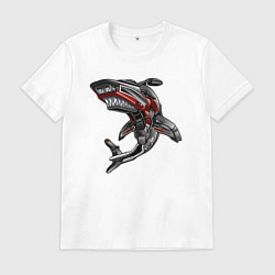 Футболка хлопковая мужская Мото акула, цвет: белый