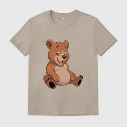 Футболка хлопковая мужская Плюшевый мишка, цвет: миндальный