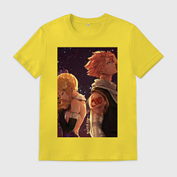 Футболка хлопковая мужская Хвост Феи Нацу Драгнил Люси Хартфилия, цвет: желтый