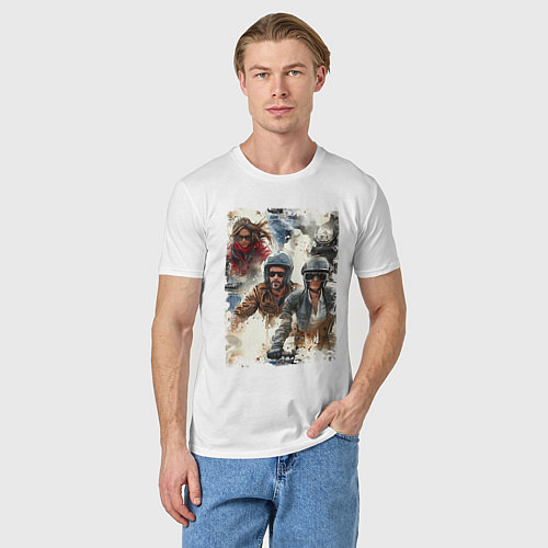 Мужская футболка Мотокросс -акварель / Белый – фото 3