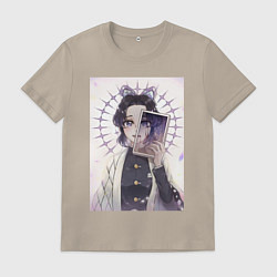 Футболка хлопковая мужская Клинок, рассекающий демонов Синобу Котё, цвет: миндальный