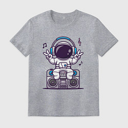 Футболка хлопковая мужская Music spaceman, цвет: меланж