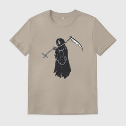 Футболка хлопковая мужская Дама смерть, цвет: миндальный