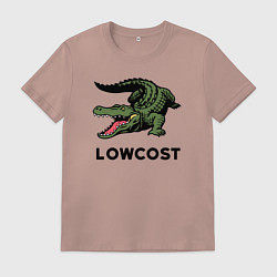 Футболка хлопковая мужская Крокодил - антибренд, цвет: пыльно-розовый