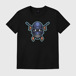 Футболка хлопковая мужская Gun skull, цвет: черный