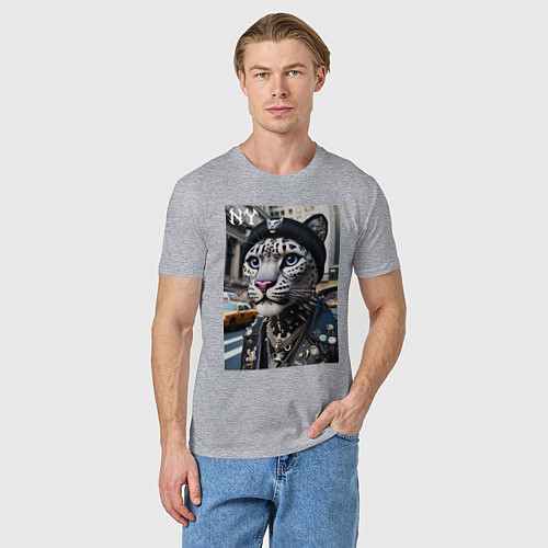 Мужская футболка Леопард панк из Нью-Йорка - нейросеть / Меланж – фото 3