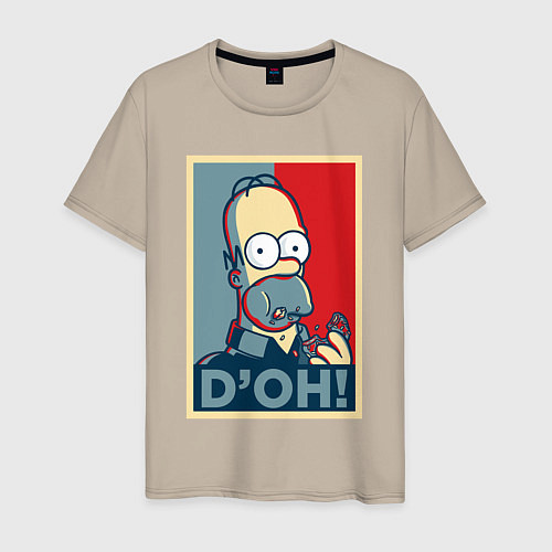 Мужская футболка Homer with donut / Миндальный – фото 1