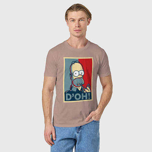 Мужская футболка Homer with donut / Пыльно-розовый – фото 3