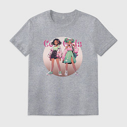 Футболка хлопковая мужская Крутые девочки на подиуме, цвет: меланж