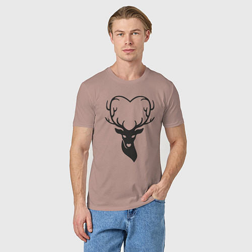 Мужская футболка Love deer / Пыльно-розовый – фото 3