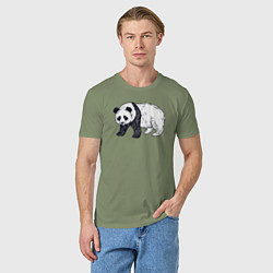 Футболка хлопковая мужская Панда медведь, цвет: авокадо — фото 2