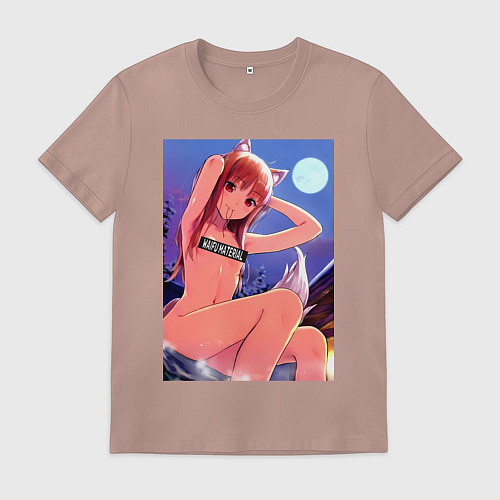 Мужская футболка Волчица и пряности Холо waifu / Пыльно-розовый – фото 1