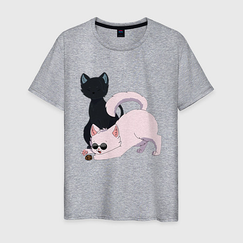 Мужская футболка Магическая битва Сатору Годзё Сугуру Гэто коты / Меланж – фото 1