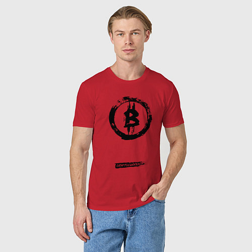Мужская футболка Биткоин - криптовалюта символ / Красный – фото 3