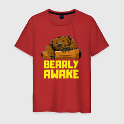 Футболка хлопковая мужская Bearly awake, цвет: красный