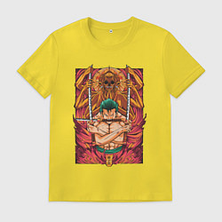 Футболка хлопковая мужская One piece Зоро бог, цвет: желтый