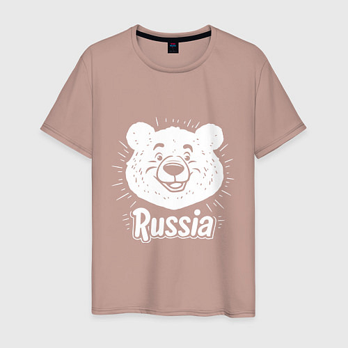 Мужская футболка Россия и медведь / Пыльно-розовый – фото 1