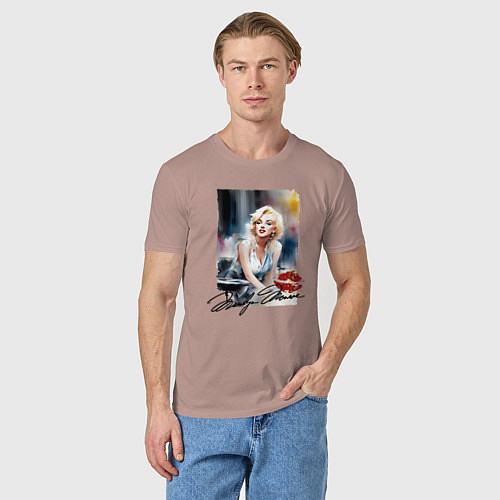 Мужская футболка Мэрилин Монро - звезда / Пыльно-розовый – фото 3