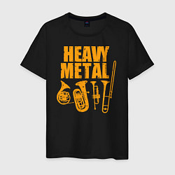 Футболка хлопковая мужская Heavy metal - медные духовые, цвет: черный