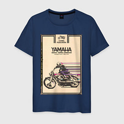 Футболка хлопковая мужская Мотоцикл Yamaha, цвет: тёмно-синий