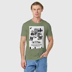 Футболка хлопковая мужская Porsche автомобиль, цвет: авокадо — фото 2