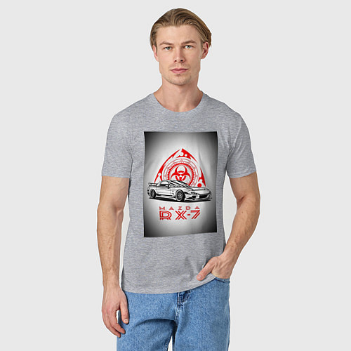 Мужская футболка Mazda rx-7 автомобиль / Меланж – фото 3