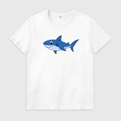 Футболка хлопковая мужская Милая акула улыбается, цвет: белый