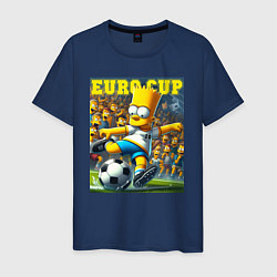 Футболка хлопковая мужская Euro cup - Bart Simpson, цвет: тёмно-синий