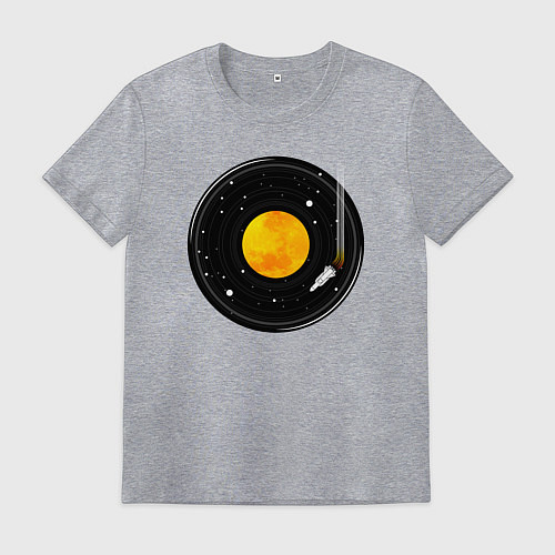 Мужская футболка Космос на виниловой пластинке / Меланж – фото 1