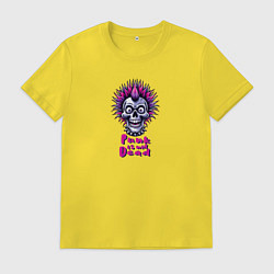 Футболка хлопковая мужская Череп панка анархиста, цвет: желтый