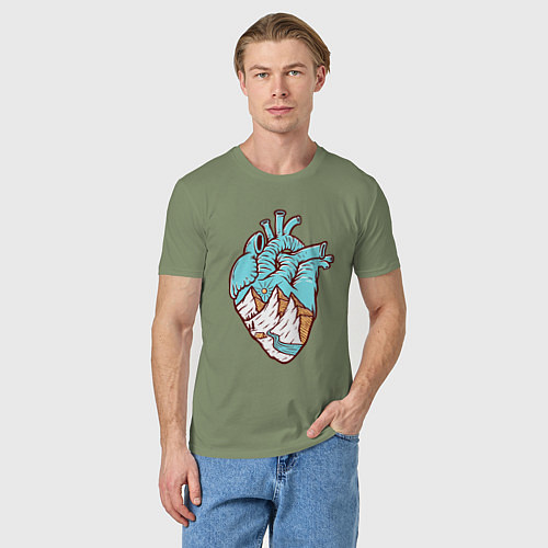 Мужская футболка Сердце и горы / Авокадо – фото 3