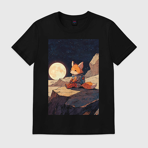 Мужская футболка Лиса в космосе / Черный – фото 1