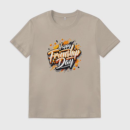 Мужская футболка Надпись на иностранном языке счастливого дня / Миндальный – фото 1