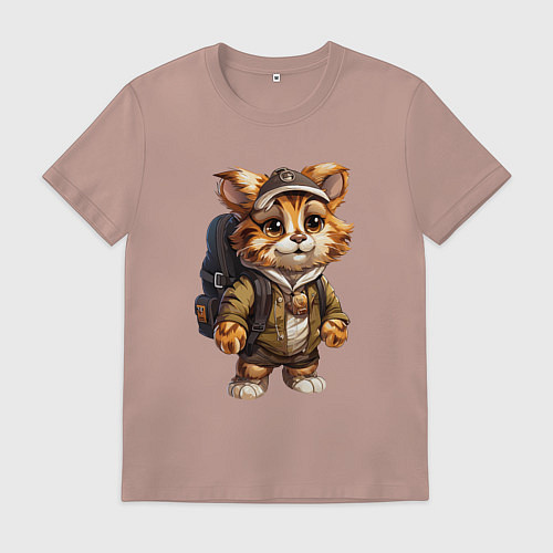 Мужская футболка Тигрёнок-турист / Пыльно-розовый – фото 1