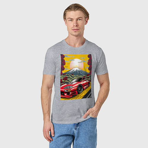 Мужская футболка Toyota Supra jdm автомобиль / Меланж – фото 3