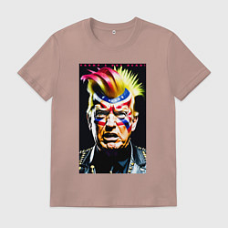 Футболка хлопковая мужская Панк Дональд Трамп - жесть, цвет: пыльно-розовый