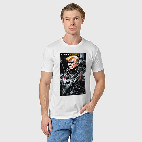 Мужская футболка Cyber Trump - ai art fantasy / Белый – фото 3