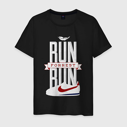 Мужская футболка Forrest Gump - run Forrest run / Черный – фото 1