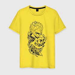 Футболка хлопковая мужская Магическая битва Сукуна Юджи, цвет: желтый