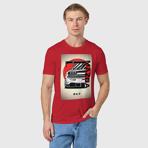 Мужская футболка Mazda rx-7 автомобиль гоночный jdm / Красный – фото 3