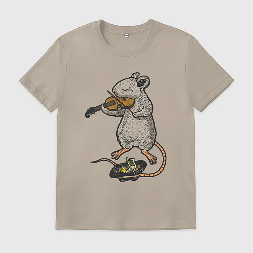 Мужская футболка Мышонок скрипач / Миндальный – фото 1