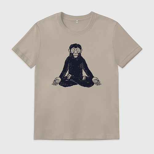 Мужская футболка Yoga monkey / Миндальный – фото 1