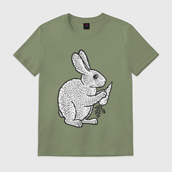 Футболка хлопковая мужская Зайчик и морковка, цвет: авокадо