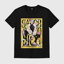 Футболка хлопковая мужская Модный Годжо - Магическая битва, цвет: черный